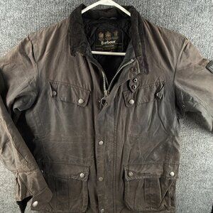 Barbour International Duke Medium Waxed Jacket Coat Full Zip Insulated, Pockets